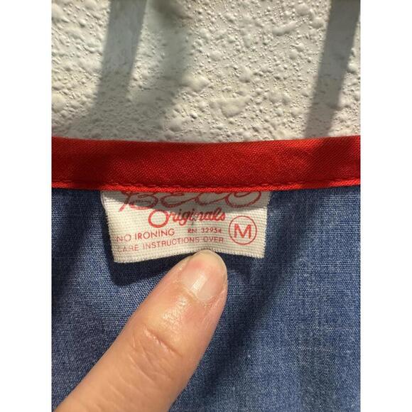 Charming Vintage Denim Wrap Dress with Embroidered Pocket- Size M - Picture 6 of 6